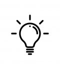 Lamp light bulb vector icon. Idea or creative think lightbulb lamp symbol